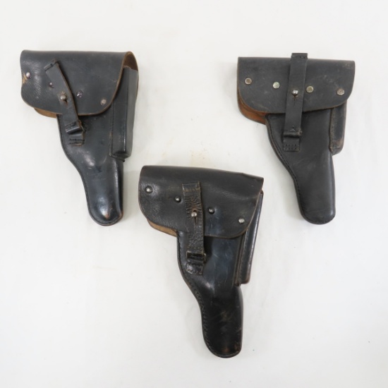 3 German leather pistol holsters