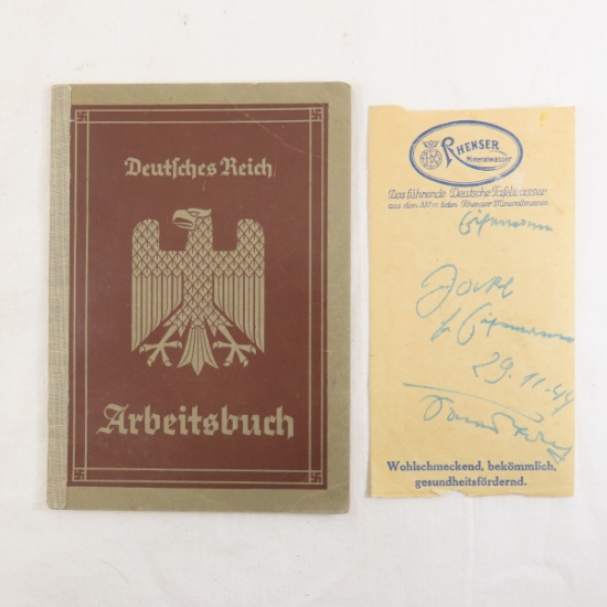 WWII German Arbeitsbuch employee record book