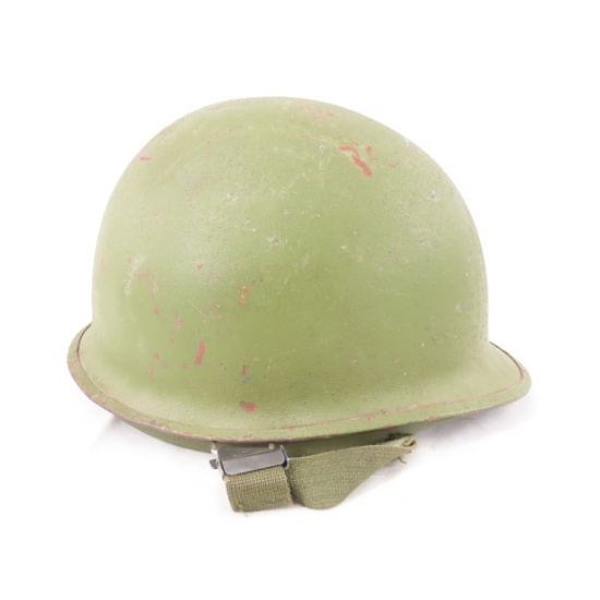 WWII US M1 rear seam helmet with liner & strap