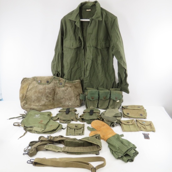 US Military canvas items, shirt, ammo bags