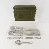US Military utensils, 40 forks, 26 knives & spoon