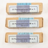3 boxes WWII P 08 9mm ammunition 1944 sealed