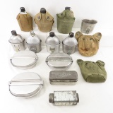 US Military mess kits, canteens, bacon tin