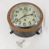 WWII Japanese navy ship clock with key No. 10980