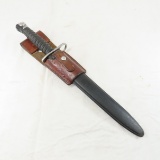 Swiss Army Bayonet & Scabbard with Leather Frog