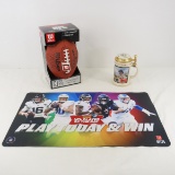 Wilson Football, Card Mat & Budweiser Mug