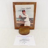 Hank Aaron autographed photo on plaque
