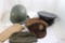 U S Military WW2 Helmet & 3 Other Hats