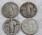4 Standing Liberty Silver Quarters