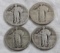 4 Standing Liberty Silver Quarters