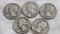 5 Washington Silver Quarters