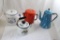 3 Enamelware Coffee Pots, 1 Enamelware Teapot