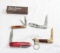 4 Folding Knives Ka-bar in Box + 3 Others