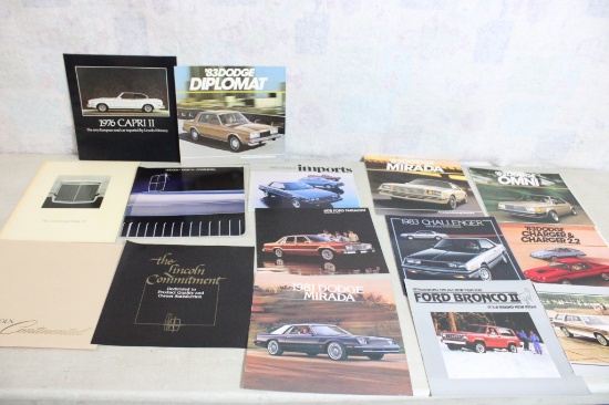15 Ford, Lincoln, Dodge '70s, 80's Sales Brochures
