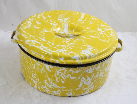Enamelware Yellow Swirl Dutch Oven