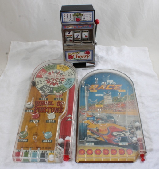 Slot Machine Bank, 2 Pinball Table Top Games