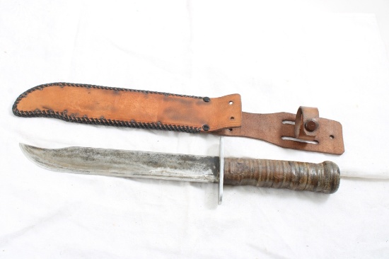 Leather Wrapped Handle Fixed Blade Knife 13" Long