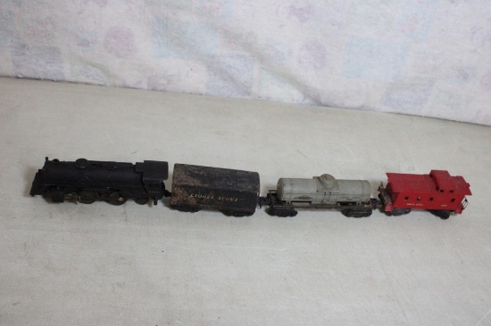 Lionel O Gauge Locomotive, Tender, Caboose, Tanker