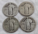 4 Standing Liberty Silver Quarters
