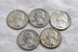 5 Washington Silver Quarters