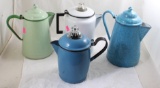4 Enamelware Coffee Pots