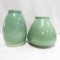 2 Red Wing Art Pottery Green Glaze Vases