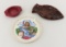 Red Wing Blackhawk Ashtray & 2 Souvenir Dishes
