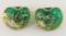 2 Hand Blown Czech Gold Painted Trinket Dishes