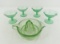 Green Uranium Glass Reamer & 4 Imperial Sherbet Dishes