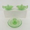 2 Fire King Uranium Jadeite Reamers & Green Candy Tray