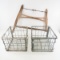 2 Vintage Metal Grocery Crates & Saw