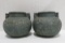 2 Red Wing Brushware Green Oak Leaf Vases #149