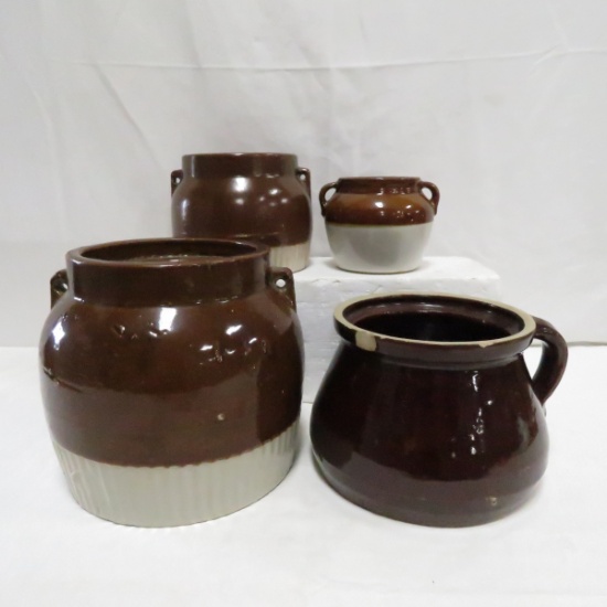 1 Small Omar & 3  Assorted Stoneware Bean Pots