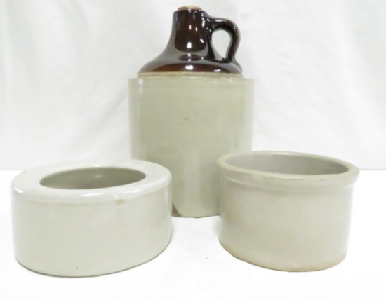 Stoneware Jug, Feeder Bowl & Butter Crock