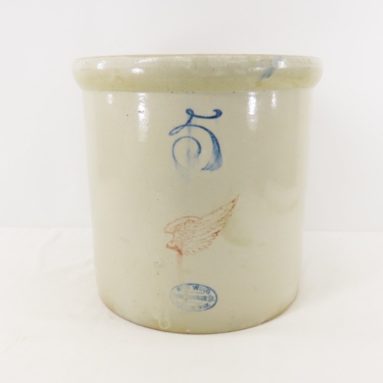 5 Gallon Red Wing Union Stoneware Crock