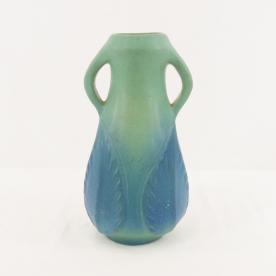 Van Briggle 860 Ming Blue Leaf Vase- Ann Gregory