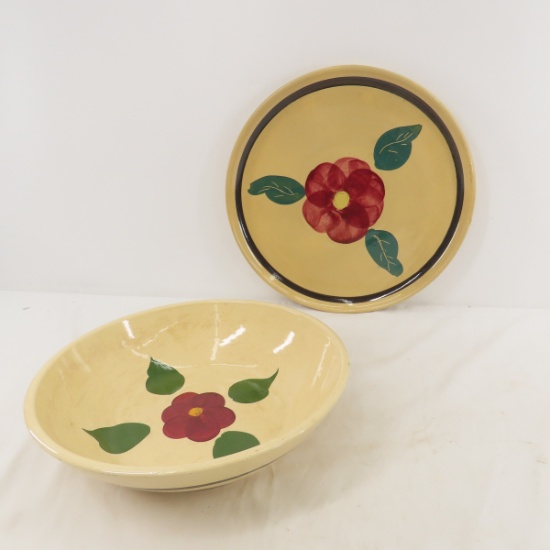 Watt Rio Rose 15" Platter & 13" Pasta Bowl