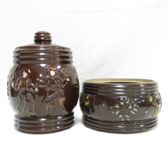 Red Wing Dancing Peasants Cookie Jar & Casserole