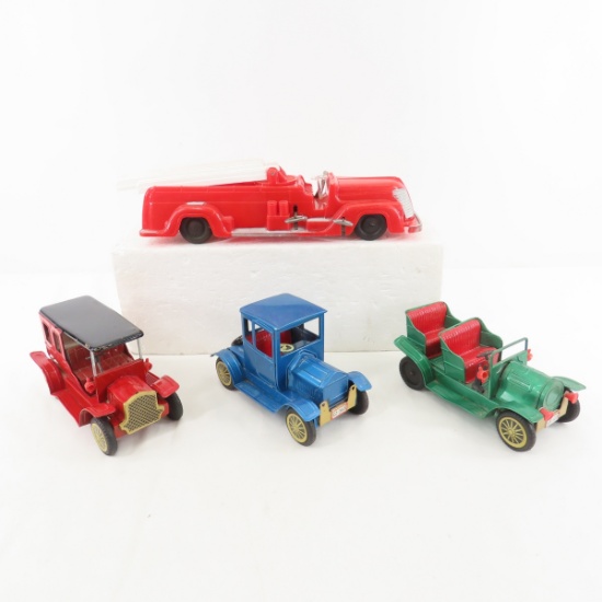 3 Old Fashioned Tin Windup Cars