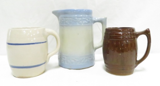 Red Wing 6" Cherry Band Pitcher & 2 Mugs