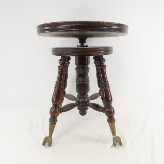Antique Claw foot Adjustable Piano Stool