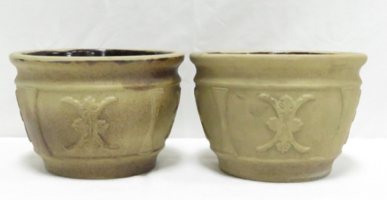 2 Red Wing Art Pottery 7.25 x 5" Speckled Planters