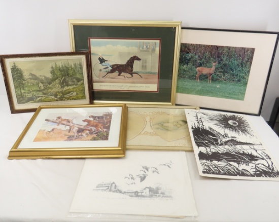 Currier & Ives and other Framed Prints & Pictures