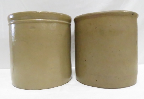 2 Salt Glaze 1 Gallon Stoneware Crocks
