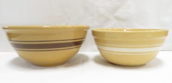 12" Weller & 10" Yellow Ware Bowls