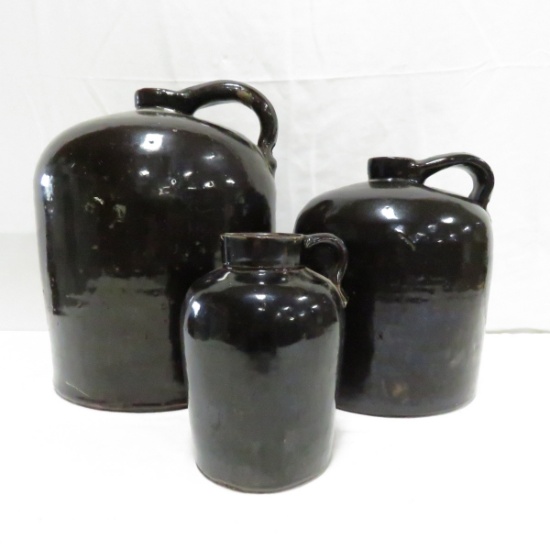 2 gal, 1 gal & 1qt Albany Slip Stoneware Jugs