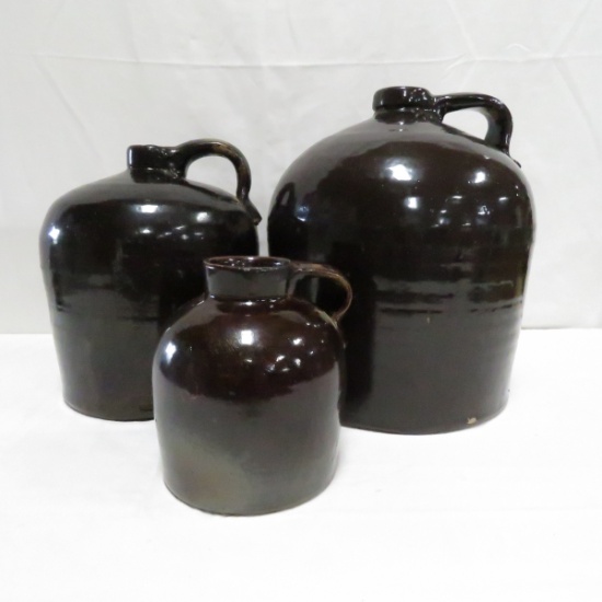 2 gal, 1 gal & 1qt  Albany Slip Stoneware Jugs