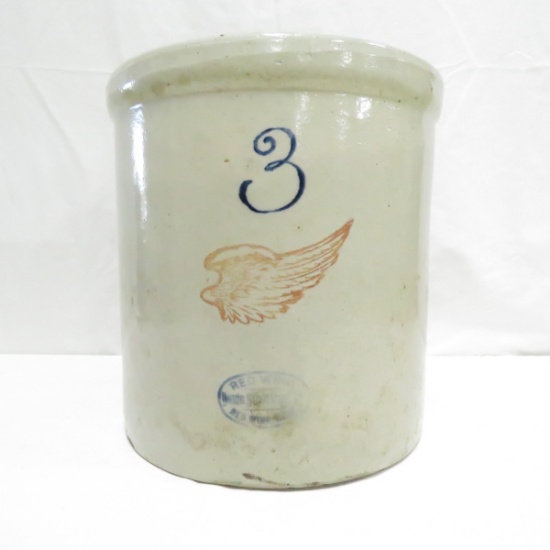 3 Gallon Red Wing Union Stoneware Crock