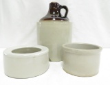 Stoneware Jug, Feeder Bowl & Butter Crock