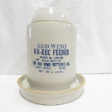 1 gallon Red Wing Potteries Ko-Rec Feeder & Plate